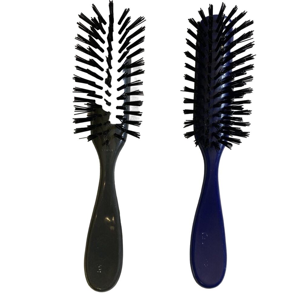 Vintage‎ Hair Brush Lot Of 2 Ball Tip Bristle Made In Taiwan Blue And Gray